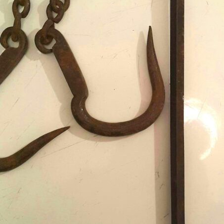 Vintage pole scale used, genuine with bronze weight
