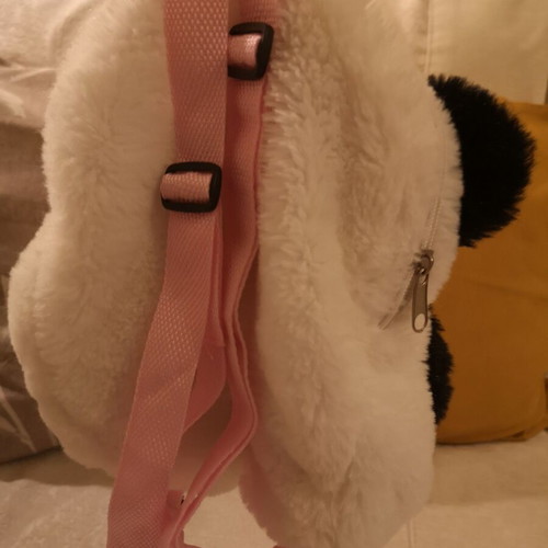 Panda kids backpack like new, fluffy with pink straps