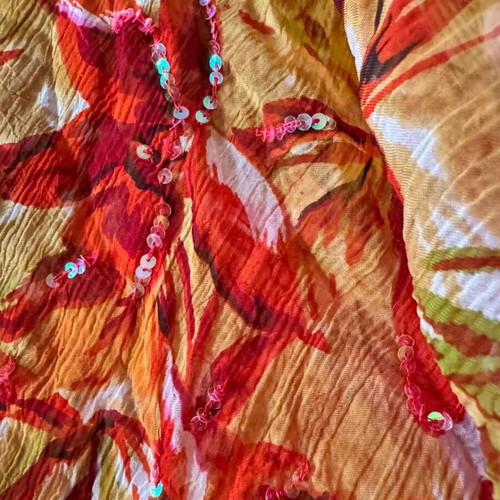 Tropical Sheer Poncho like new with sequins and floral print