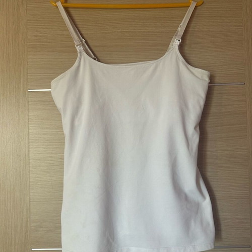 H&M white nursing tank top with adjustable straps and easy-release clips