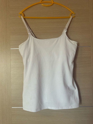 H&M white nursing tank top with adjustable straps and easy-release clips
