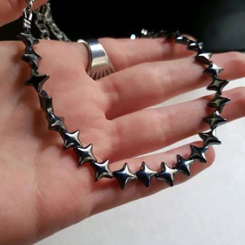 Gunmetal Hematite North Star Choker stainless steel handmade