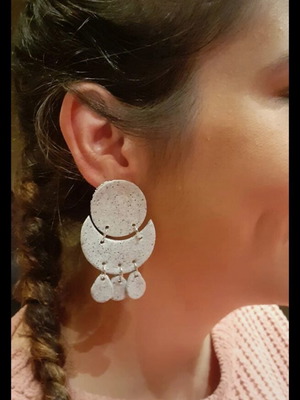 Handmade earrings from polymer clay new, grey