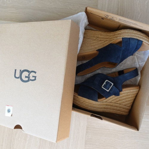 Ugg Australia Platform Sandals New, Blue Suede Espadrille