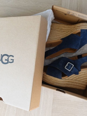 Ugg Australia Platform Sandals New, Blue Suede Espadrille