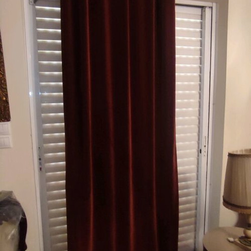 Velvet curtains used, 4 pieces, burgundy with fringes