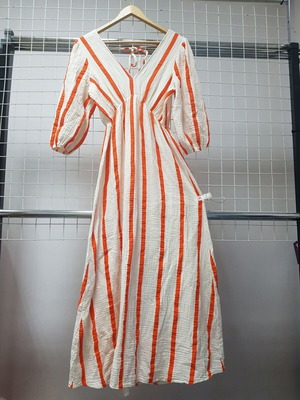 Long cotton dress size M/L like new, beige and orange