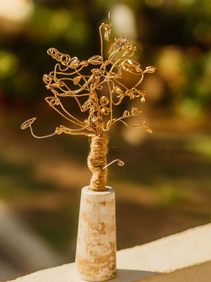 Decorative tree handmade new from wire with gypsum art vase