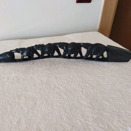 African wood carving with elephants like new, ebony wood