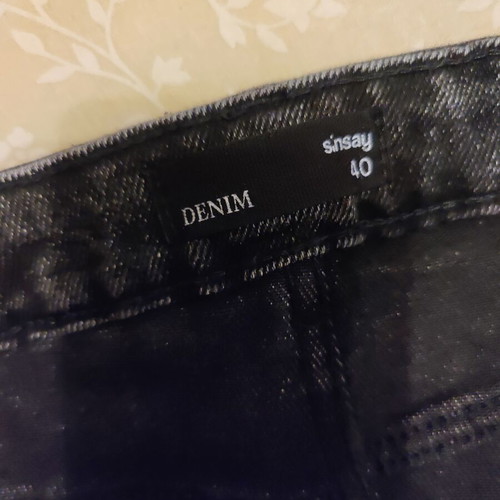 Sinsay black washed midi denim skirt with front slit