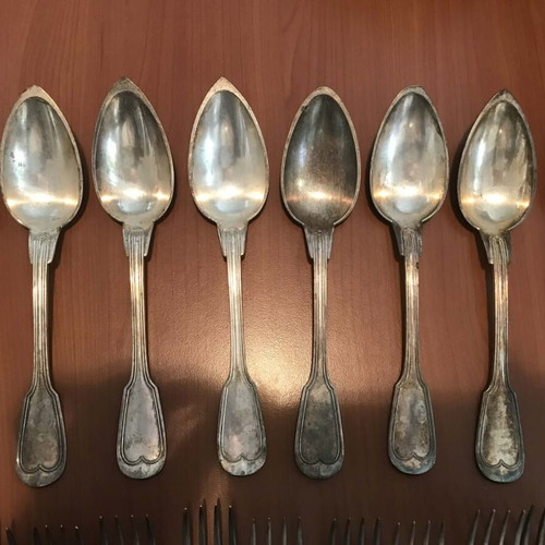 Christofle cutlery set used, silver plated, vintage, 18 pieces