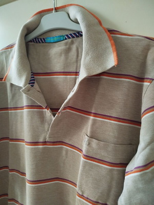 Braggi Men polo shirt, XL, beige and orange stripes