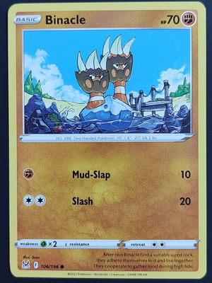 Binacle Pokémon card like new, Lost Origin 106/196, Non-Holo