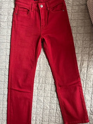 Stradivarius red jeans size 34 straight fit new