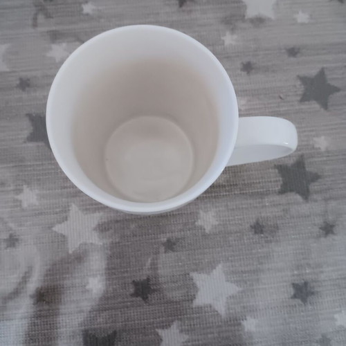 White mug with message like new, "WITH LOVE"