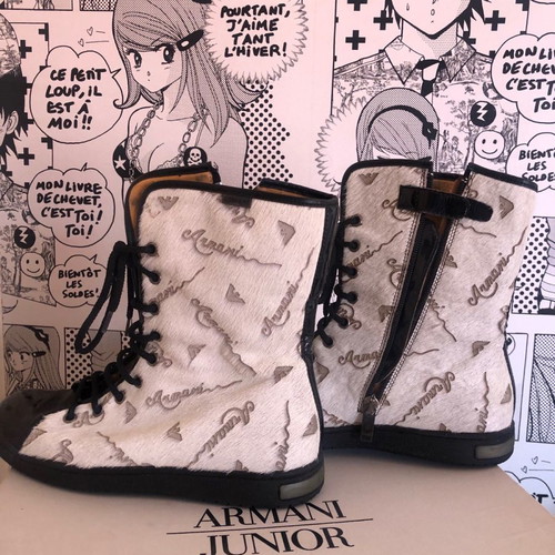 Armani Junior boots used kids size 37 white pony skin