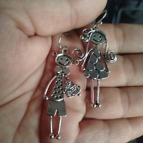 Retro Peg Accessories dangling earrings new, silver