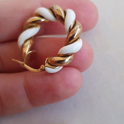 Silver 925 hoop earrings used with enamel, gold plated