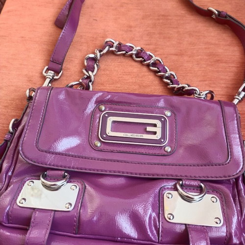 Guess women's patent leather bag like new, cyclamen color