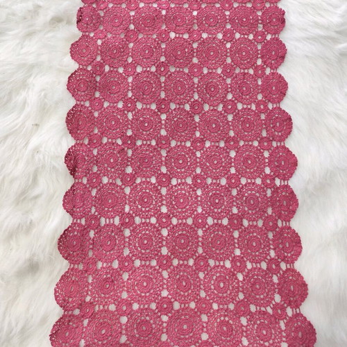 Handmade crochet table runner new in fuchsia-bordeaux color
