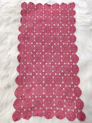 Handmade crochet table runner new in fuchsia-bordeaux color