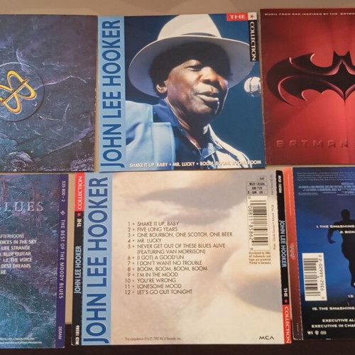 Booklets from Moody Blues, John Lee Hooker, Various, Batman & Robin OST used