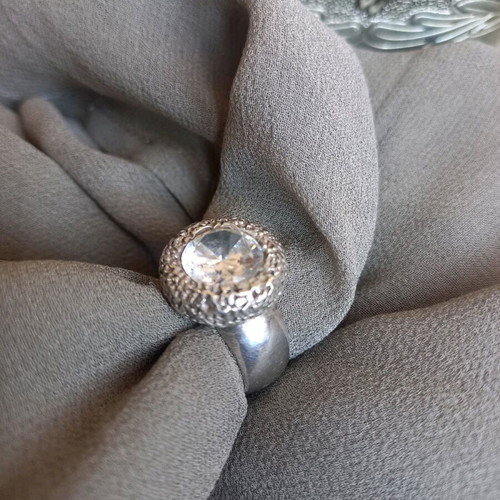 925 ring with zirconia used, size 17, vintage