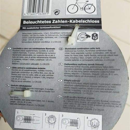 Bicycle cable lock with combination new