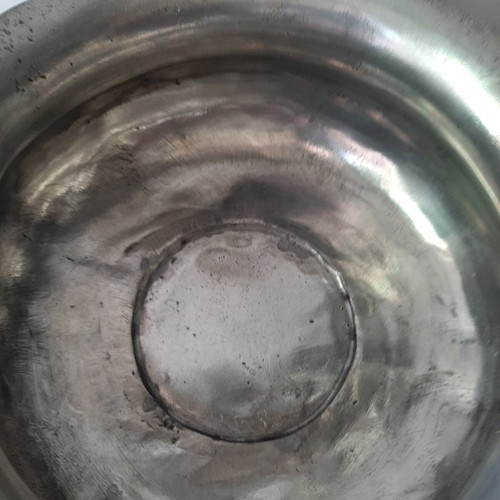 Antique Pewter Bowl with Movable Handle, Like New
