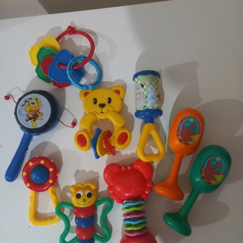 Baby rattles used, pack of 9 pieces