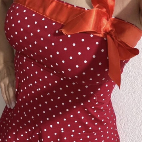 Vintage Retro Red Polka Dot Strapless Dress 50s Pin-Up Style like new