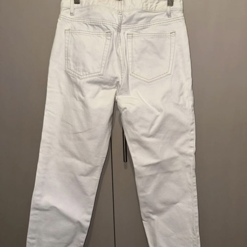 Jean Mango white used crop pants with slim waist and wide legs