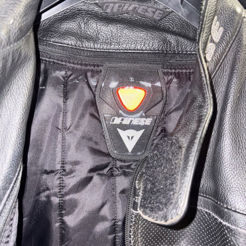 Dainese leather biker jacket used, size 50, black