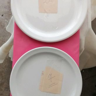 English porcelain plates used, vintage set of 50 pieces