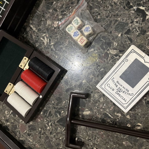 Casino game set like new with roulette, blackjack, chips, cards, dice