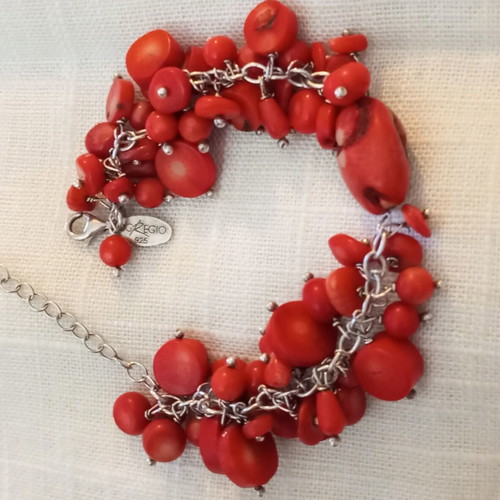 Silver 925 bracelet with coral like new, Gregio adjustable