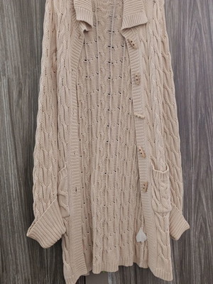 Massimo Dutti πλεκτή μακριά ζακέτα σαν καινούργιο, μπεζ, μέγεθος L