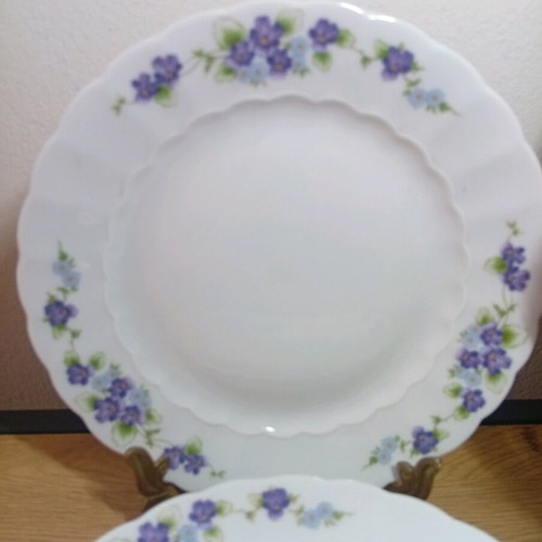Vintage Eschenbach Germany dessert plate set with violets, 5 pieces