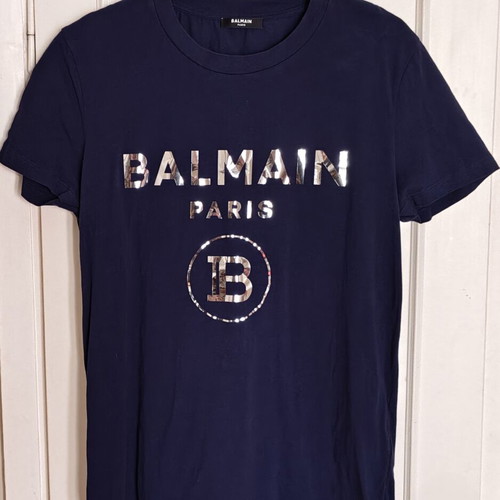 Balmain Silver Logo Men's T-shirt like new, size M, blue