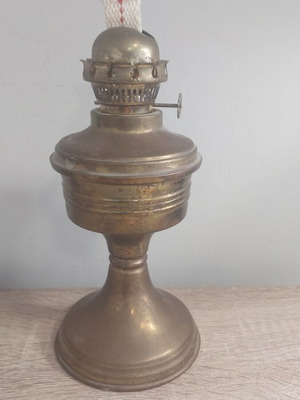 Vintage oil lamp used, old brass