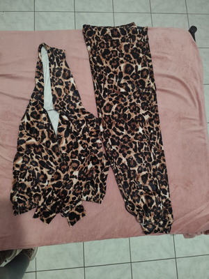 Velour Leopard Print Tracksuit Set new, one size