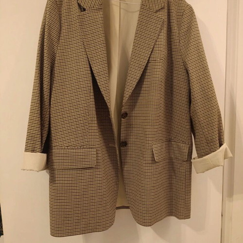 Oversized checked blazer H&M like new, beige and brown, size L
