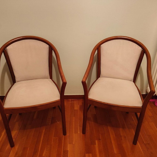 Fabric chairs like new, wooden, set of 2