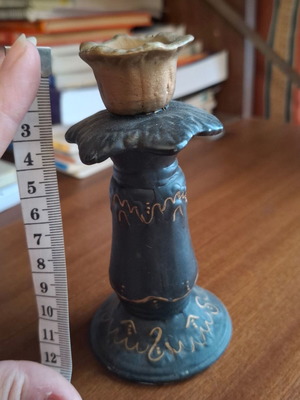 Porcelain candlestick 12 cm, black