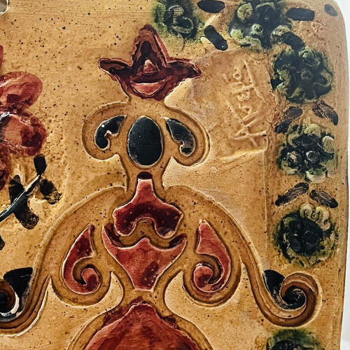 Vintage Ceramic Wall Plaque by Angeliki Tseva used, folk art