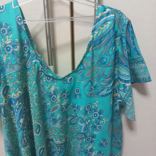 Printed dress like new, airy, green, short and loose