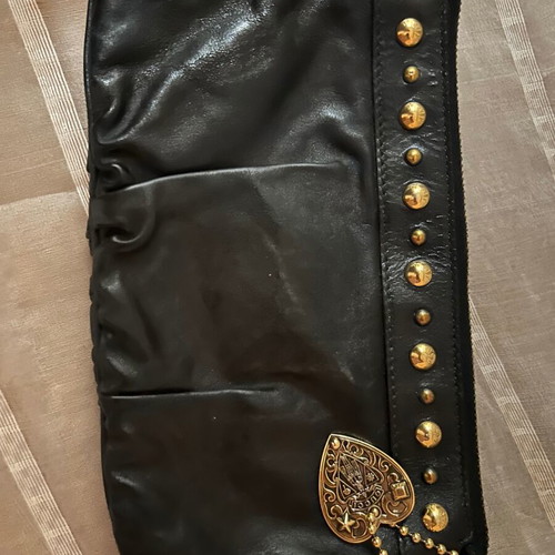 Gucci Hysteria clutch bag, black leather with gold heart