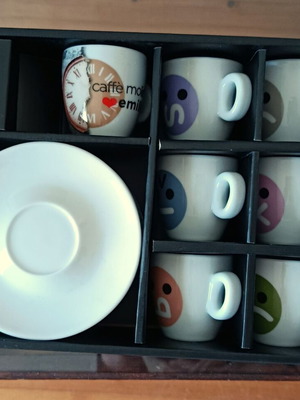 Mollinari espresso cups collectible, 7 pieces, unused