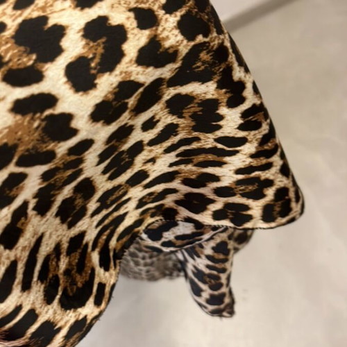 Maxi dress leopard pattern new, satin fabric, beige and brown