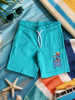 C&A Boys' Shorts turquoise 4Y new, cotton, fun print
